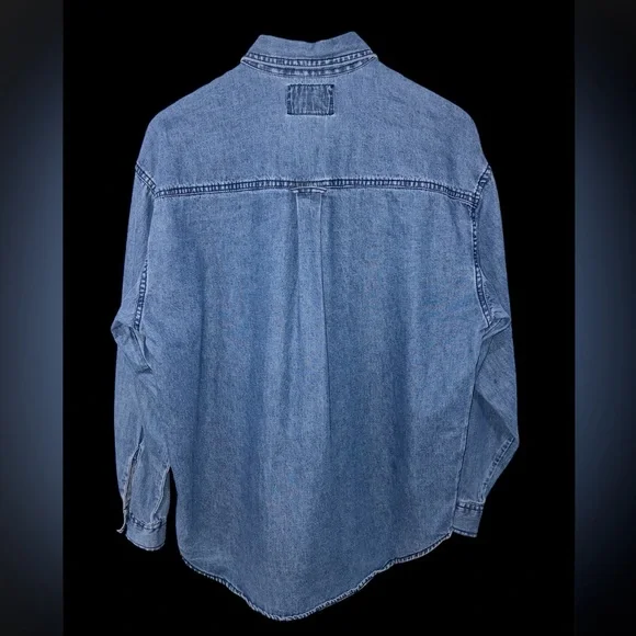 Vintage Solutions Denim Shirt Embroidered Harvest Scarecrow Pumpkin Size M - Picture 3 of 9